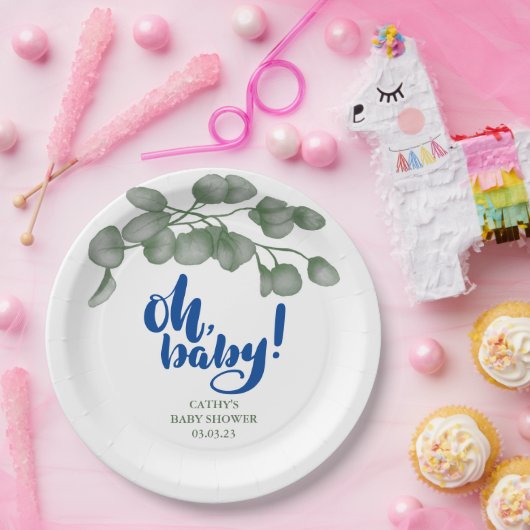 カスタムブランド緑Ohベビー |赤ちゃんシャワー ペーパープレート (パーティー)