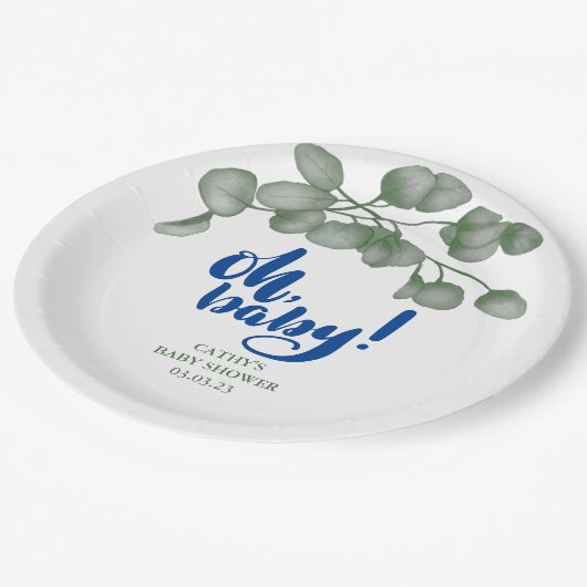 カスタムブランド緑Ohベビー |赤ちゃんシャワー ペーパープレート (アングル)