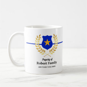 カスタムブランド薄いブルーライン警察バッジホワイト コーヒーマグカップ