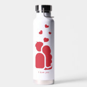 カスタムブランド赤シンプル白ハート ウォーターボトル (左面)