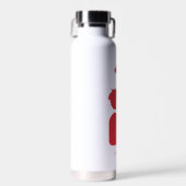 カスタムブランド赤シンプル白ハート ウォーターボトル (正面)