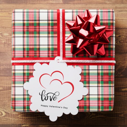 カスタムブランド赤ブラックミニマル主義バレンタインデー オーナメントカード (インサイチュ (ギフト))