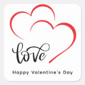 カスタムブランド赤ブラックミニマル主義バレンタインデー スクエアシール (正面)