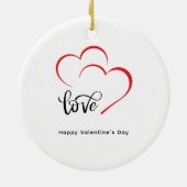 カスタムブランド赤ブラックミニマル主義バレンタインデー セラミックオーナメント (裏面)