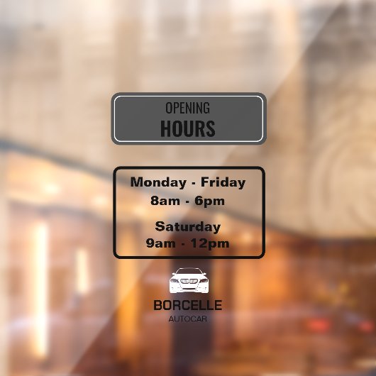 カスタムブランド車ショールーム開館時間ブラック ウィンドウサイン (シート2)