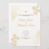 カスタムブランド金ゴールド素朴結婚式招待状 招待状 (正面/裏面)