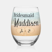 カスタムブリデスメイドギフトビーチ結婚式ハート砂 ステムなしワイングラス (正面)