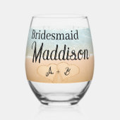 カスタムブリデスメイドギフトビーチ結婚式ハート砂 ステムなしワイングラス (裏面)