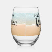 カスタムブリデスメイドギフトビーチ結婚式ハート砂 ステムなしワイングラス (右)