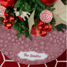 カスタムブルゴーニドゥルクリスマスススそりパターン ブラッシュドポリエステルツリースカート