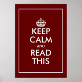 カスタムブルゴーニュ保ー赤落ち着きミーム壁ポスター ポスター (正面)