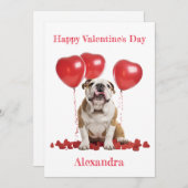 カスタムブルドッグハートバルーンバレンタイン シーズンカード (正面/裏面)