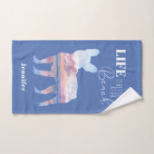 カスタムブルドッグフランスのビーチシーンタオルセット バスタオルセット (ハンドタオル)