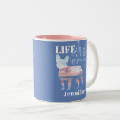 カスタムブルドッグフランスのビーチシーンマググ ツートーンマグカップ (正面右)