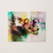 カスタムブルドッグ水絵画色 ジグソーパズル (横)