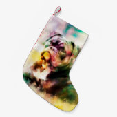 カスタムブルドッグ水絵画色 スモールクリスマスストッキング (正面 (吊り時))