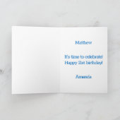 カスタムブルーとグリーンシェブロン21stバースデーカード カード (内部)