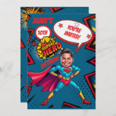 カスタムブルーとレッドすごいヒーローボーイ 招待状 (正面/裏面)