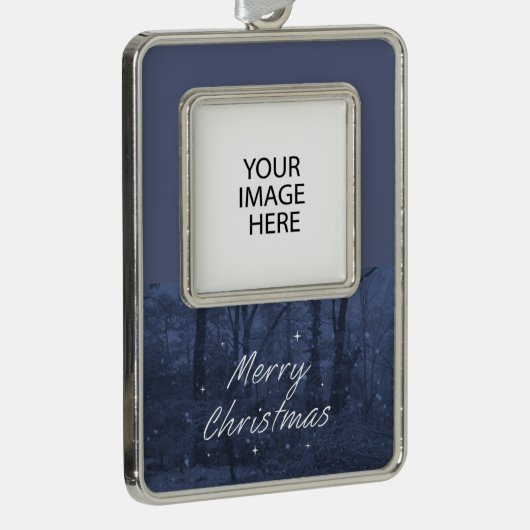 カスタムブルーのクリスマスオーナメント シルバープレートフレームオーナメント (右)