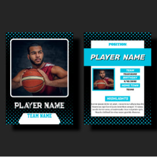 カスタムブルーのバスケットボールトレーディングカード選手プロフィール コーリングカード