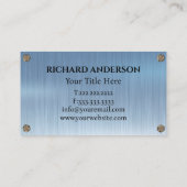 カスタムブルーの便利修理メンテナンス金属 名刺 (裏面)