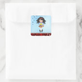 カスタムブルーアイリッシュダンスダークヘアガールRhinestone スクエアシール (バッグ)