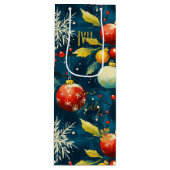 カスタムブルーアンドレッドオーナメントホリデー抱き枕 ワインギフトバッグ (正面)