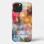 カスタムブルーイエローオレンジピンクパープルアートパターン iPhoneケース (裏面)