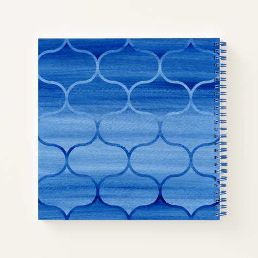 カスタムブルーウォーターカラーオージーパターンノート ノートブック (裏面)