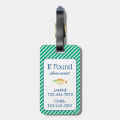 カスタムブルーウォーターカラー波イニシャル ラゲッジタグ (裏面縦)