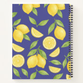 カスタムブルーウォーター色レモンパターン ノートブック (裏面)