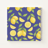 カスタムブルーウォーター色レモンパターン ノートブック (裏面)