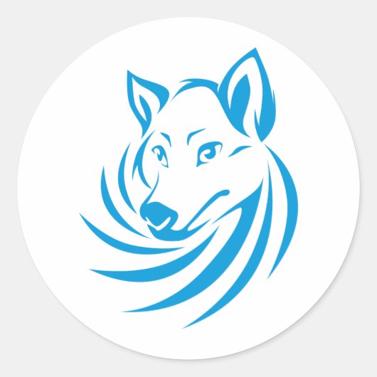 カスタムブルーウルフロゴ ラウンドシール (正面)