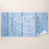 カスタムブルーウ航海のッドビーチハウス ビーチタオル (正面)