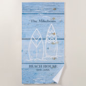カスタムブルーウ航海のッドビーチハウス ビーチタオル (正面)