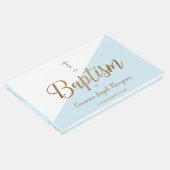 カスタムブルーエレガント金ゴールドクロスベビーバプテスマ ゲストブック (コーナー)