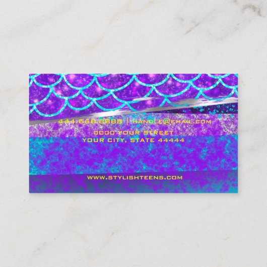カスタムブルーカラフルマーメイド作成パーソナライズされた 名刺 (裏面)
