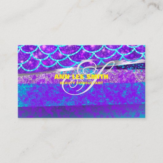 カスタムブルーカラフルマーメイド作成パーソナライズされた 名刺 (正面)