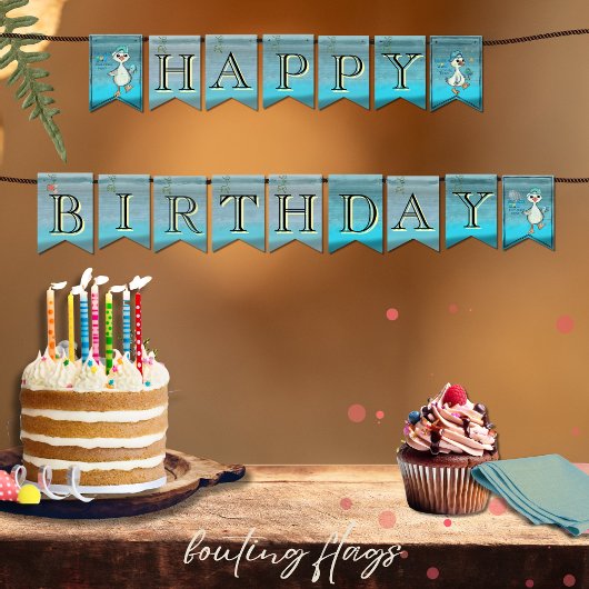 カスタムブルーガ間抜けース誕生日パーティフラグ バンティングフラッグ