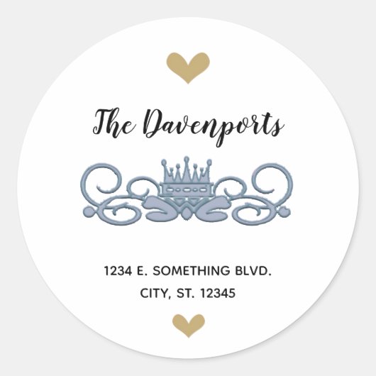 カスタムブルークラウンデザイン ラウンドシール (正面)