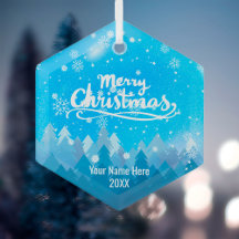 カスタムブルークリスタルスノー&フォレストメリークリスマス