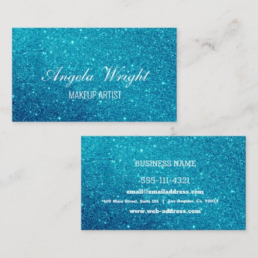 カスタムブルーグリッター名刺 名刺 (正面/裏面)