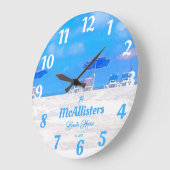 カスタムブルーコーストビーチハウス ラージ壁時計 (傾斜)