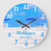 カスタムブルーコーストビーチハウス ラージ壁時計 (正面)
