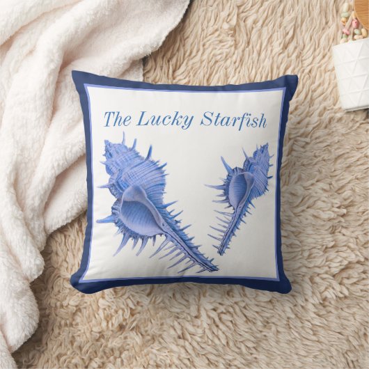 カスタムブルーシェル航海のシーシェル水色 クッション (ブランケット)