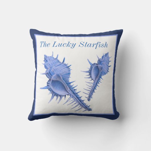 カスタムブルーシェル航海のシーシェル水色 クッション (裏面)