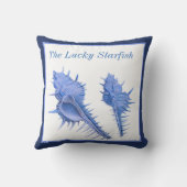 カスタムブルーシェル航海のシーシェル水色 クッション (裏面)