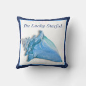 カスタムブルーシェル航海のシーシェル水色 クッション (裏面)