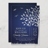 カスタムブルーシルバーファミリー懇親会招待状 招待状 (正面/裏面)