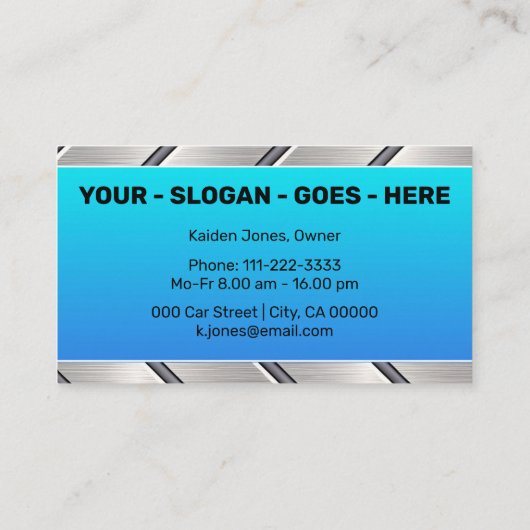 カスタムブルーシルバーメタルスチールカーサークールビス 名刺 (裏面)